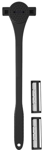 Rasoio per la schiena da uomo, set 2 in 1 con manico lungo, strumento portatile per tagliare i del corpo, facile da usare, qualità premium, design ergonomico, 46 x 8,1 cm, per uomo