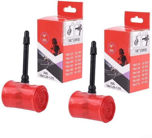 Leichter TPU-Schlauch für 45,7 cm (18 Zoll) Fahrrad, 2 Stück mit Presta-Ventiladapter ((355 1,25–1,75) 45 mm