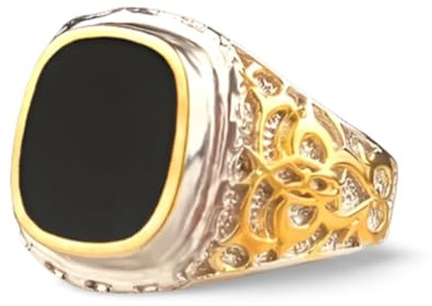 Ring Ringe Damen Bijouterie Herren Vintage Handgemachte Signet Ring Für Männer Frauen Antike Silber Farbe Schwarz Stein