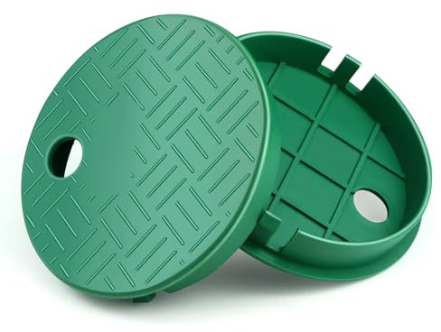 Dayker 2 tapas de caja de válvula de aspersor, tapa redonda de caja de válvula de plástico, diámetro interior 14 cm, diámetro exterior 15,2 cm, sistema de riego por aspersión de agua para césped al
