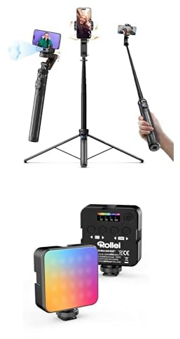 Bundle of Rollei Easy Creator Gimbal mit AI Tracking 360 + Rollei Lumis Mini RGB Kamera Licht 360 Farben