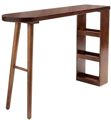 GEK208130 Zuhause Halbrunder Langer Stehtisch aus Holz mit hohen Beinen, Esstisch for die Küche zu Hause mit Stauraum Thekentisch(180 * 40 * 105cm)