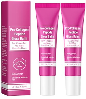 Pro-Collagen Peptide Lip Gloss Balm – Aufpolsternde und feuchtigkeitsspendende Lippenpflege mit Vitamin E und Peptiden, lang anhaltende feuchtigkeitsspendende Lippen (2)