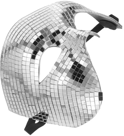 WEKAMOS Masque De Costume Miroir pour Fête Masque Demi-Visage De Mascarade pour Hommes Et Femmes Argent Carnaval Bal De Soirée Événements Dansants