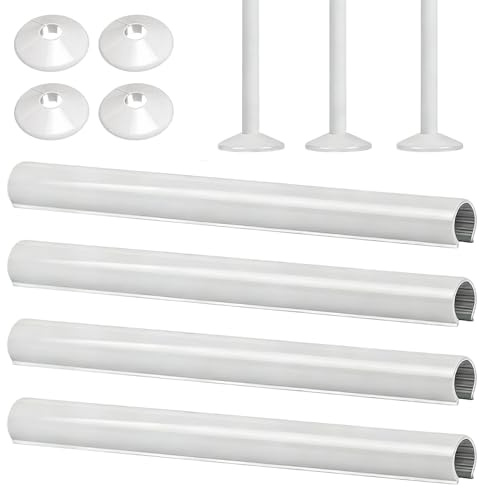 Radiator Pipe Covers and Collars, 4Pcs Decorative Pipe Trim Kit, 200mm x 15mm Thickened Radiator Sleeves 15mm Plastic Snap On Radiator Caps for Home Heating Systems(White)