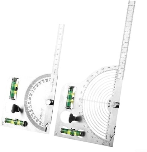 Righello angolare, set di strumenti di misurazione ad angolo alto, 2 pezzi, goniometro per la lavorazione del legno e la lavorazione dei metalli