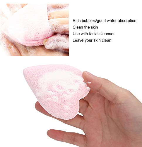 Bamjour Hjärtformad Ansiktssvamp - 5 St Exfolierande Sminkborttagningsdynor för Skonsam Ansiktsrengöring