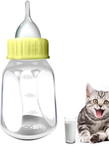 Bouteille de lait pour chaton | Biberon de 120 ml avec tétine en silicone | remplaçable et échelle transparente | Alimentation amovible pour lapins, chiots, petits animaux, chatons
