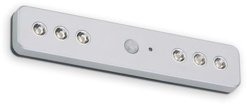 BRILONER - LED Schrankbeleuchtung mit Bewegungsmelder, ohne Stromanschluss, inklusiv 6x AAA, Dämmerungssensor, Push light, Unterbauleuchte, Schranklicht, Schranklampe Küche, 21 cm, Silberfarbig