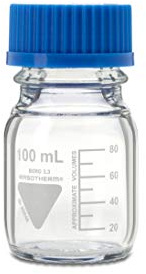 RASOTHERM Laboratory Bottles (Boro 3.3) GL45 Blue Screw Cap 100ml