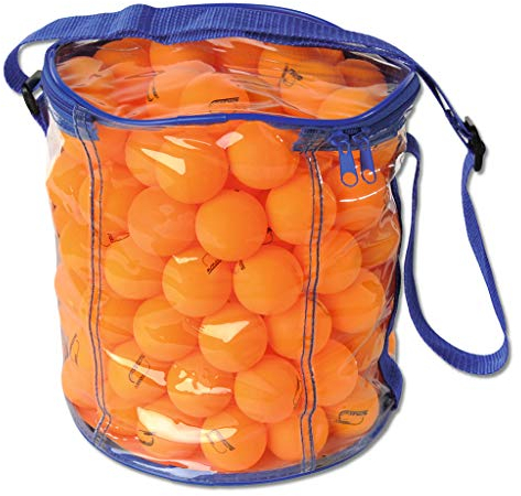 Wiemann Lehrmittel Tischtennis-Bälle, Trainingsbälle 144 Stück in Balltasche mit Reißverschluß, orange Ø=40 mm