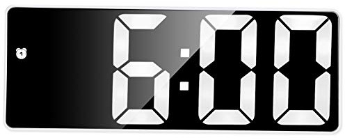 Despertador digital reloj de mesa con pantalla LED espejo para oficina y hogar
