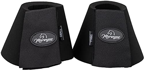 Marengos - Hufglocken Softopren (2er Set) | Springglocken mit großem Klettverschluss & Überschlagfixierung | ideal als Weidehufglocke | Hufschutz für Pferde in Schwarz | Größe XL