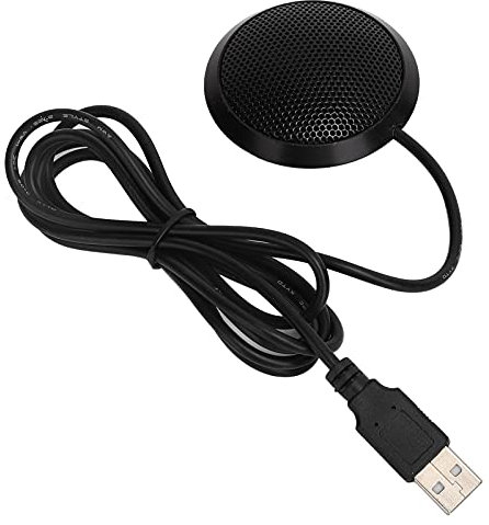Microfono USB per Conferenze, Microfono a Condensatore Omnidirezionale a 360° per PC Desktop Plug & Play Microfono Stereo per Riunioni/Classi Online(Senza Interruttore)
