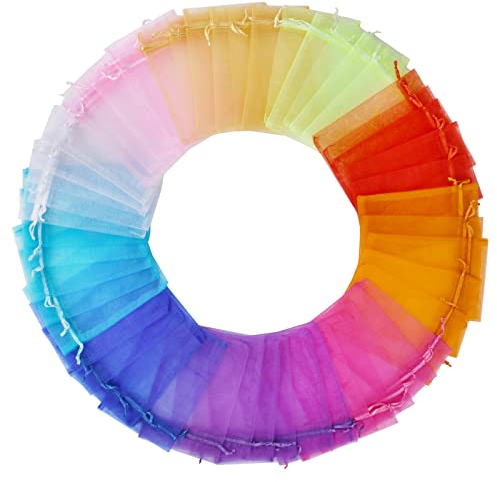 Aucuu 100 Stück Organzasäckchen Klein, 10 x 15 cm Hochzeit Säckchen Organza Beutel Schmuckbeutel Bonbonsbeutel Geschenksäckchen für Hochzeit, Gastgeschenk, Jubiläum