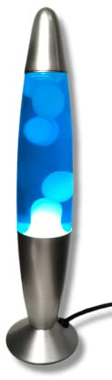 SIGNES GRIMALT Lampada lava da tavolo, 35 cm blu - Bianco, con interruttore, include lampadina E14, lampade al plasma, magma, meduse colorate