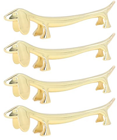 Goldene Essstäbchenhalter, 4 Stk. Zinklegierung, Essstäbchenablage, Messerablage, Orks, Geschirrablage für Home Restaurant Party(Hund)