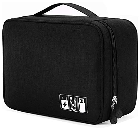 XCWTBL Borsa Accessori Elettronici Organizer Cavi Borsa Da Viaggio Organizzatore Cavi 2 Strati Resistente All'acqua Portatile Porta Cavi Organizer,elettronica Viaggio Borsaper