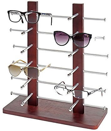 Mendler Brillenständer Vendee-AM, Brillenhalter Brillendisplay für 12 Brillen, 42x39cm - braun