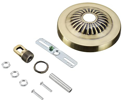Aspen Creative 21516-21, Transitional Chandelier & Light Fixture Canopy Kit w/Collar Loop, Antique Brass, 4-3/4 Diameter, 1 Center Hole
