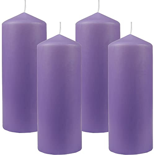 Bestgoodies Stumpenkerzen Wachskerzen Ø6cm x 17cm (4er Pack) Violett - Lange Brenndauer, Hergestellt in EU, Kerzen Blockkerzen - Wachs Stumpen