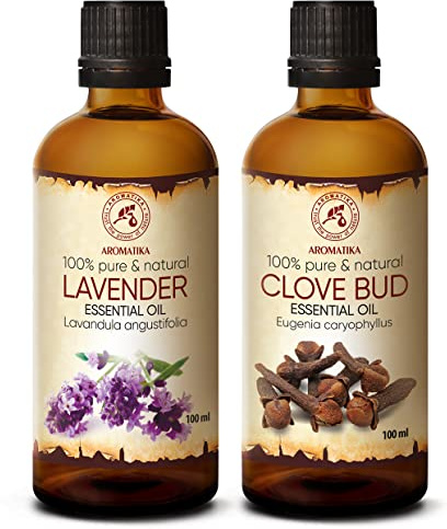 Huile Essentielle de Lavande et Clou de Girofle (Lavandula Angustifolia, Eugenia Caryophyllus) - Pure & Naturelle - Aromathérapie 2x100ml