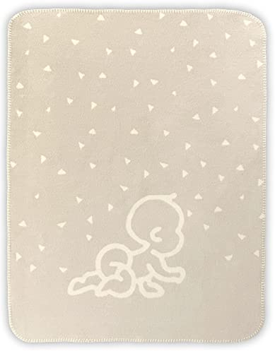 Sanosoft Kuscheldecke für Babys 75x100cm - Made in Germany - Öko-Tex 100 Baumwoll Babydecke (Creme/Beige)