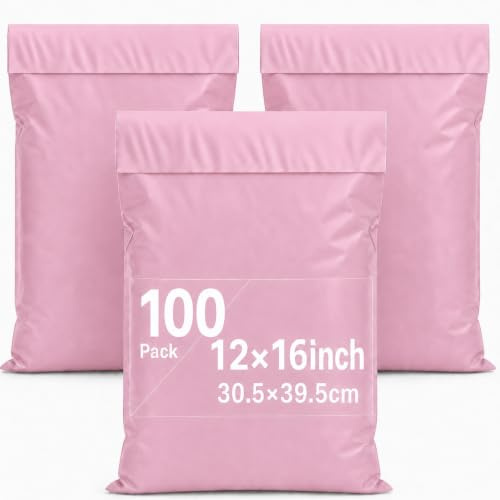 Switory 100pc Mailing Bags Self Seal Bags Postal Bags for Clothes Shipping Bags Packaging Bags Assorted Mailers for Posting Shipping Parcel Package Bags delivery Bags 12x16In (30.5x39.5cm) Sakura Pink