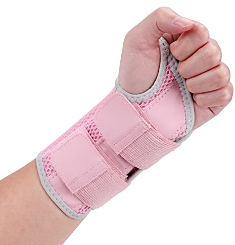 BAOPLAYKIDS Wrist Brace for Carpal Tunnel, Night Wrist Sleep Support Splint with Compression Sleeve Adjustable Straps for Pain Relief, Arthritis, Tendonitis, Fitness (Left Hand-Pink, S/M (Pack of 1))