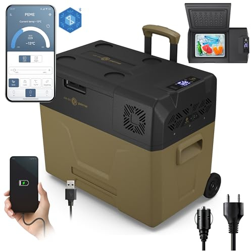 peme Kompressor Kühlbox Auto Elektrisch Kühlschrank Kühlbox Camping Tragbar Kühltruhe Groß L Autokühlschrank Heizfunktion Gefrierbox mit Strom Steckdose LCD Display 12 24V 220 240 V 39L – Expedition