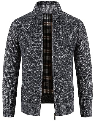 Btmpmcs Herren Strickjacke Cardigan mit Stehkragen Klobig Strickwaren Klassischer Pullover Fleece Gefüttert Warme Winterjacke Freizeit Langarm Sweatjacke Übergangsjacke Freizeitjacke