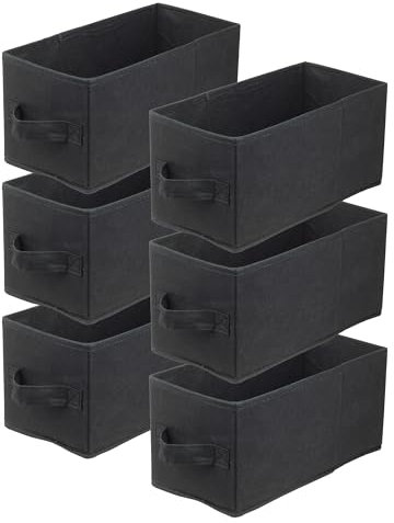 Lavita | Contenitore pieghievole | Contenitore | Scatole per conservazione 15 x 31 x 15 cm | Scatola con cassetto | Organizer | Conservazione e organizzazione dei vestiti | nero | 6 pezzo