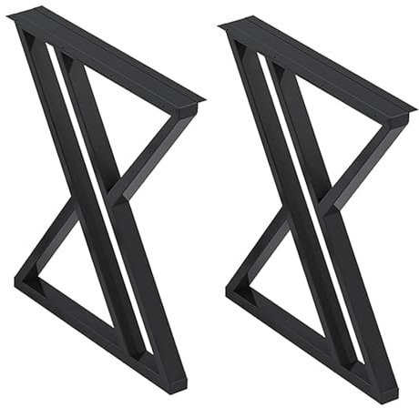 AKOGG 2 Stück Tischbeine Metall,Tischgestell Aus Eisen,Metall Möbelfüße Für Sitzbank,Industrial Tischgestell Tischkufen,Tisch-Beine Für Esstisch & Schreibtisch,Mit Schrauben & Bodenschoner,Schwarz (S