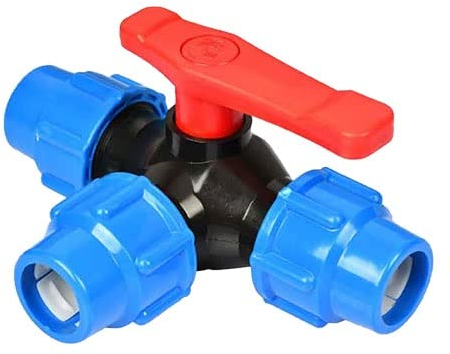 DubMag Schlauchverschraubung, Schlauchverbinder, 1/2 Zoll, 3/4 Zoll, 1 Zoll, 1-1/4“ 1-1/2“ 2 Dreiwege-Kugelhahn aus Kunststoff, T-Typ, PE-Schnellverbindungsrohr-Schnellverschraubung, 1 Stück (Größ