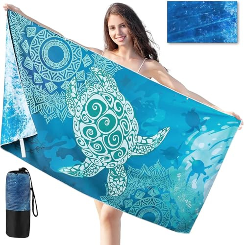 Joyoldelf Strandtuch Mikrofaser Handtuch Badetuch - 160x80 cm Strandtücher Schnelltrocknend Strandhandtuch Groß, Leichtes und Dünnes Tragbares Microfaser Handtücher Sandfrei