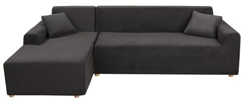 Mingfuxin L-Shaped Sofa Slipcovers, Stretch Crushed Velvet Sectional Couch Cover Slipcovers, Thick Plush Corner Sofa Covers with 2PCS Pillowcases for 3 Seaters + 3 Seaters L-Type Sectional Sofa Couch