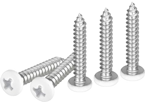 DTGN #8x1 White Screws 100Pack - 304 Stainless Steel Pan Head Phillips Sheet Metal Screw Self-tapping Screw Wood Screws