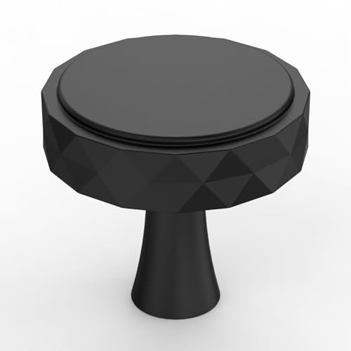 Amerdeco 10 Pack 1-1/5(30mm) Matte Black Cabinet Knobs for Dresser Drawer - Modern Gold Kitchen Hardware AM013