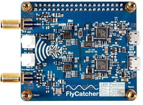 Nooelec FlyCatcher – Hochleistungs-Zweikanal-RTL-SDR-Raspberry-Pi-HAT Für Flugverfolgung und Luftfahrtüberwachung. ADS-B 1090MHz und UAT 978MHz Software Defined Radio mit Lokalem und Remote-LNA-Bypass