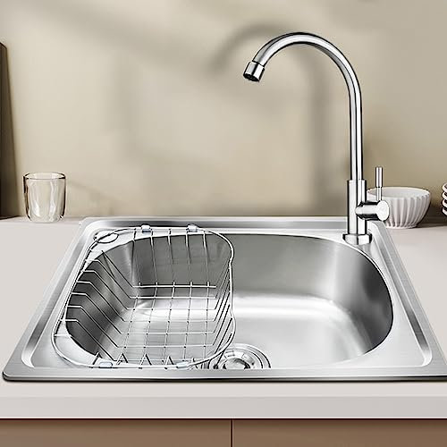 Lavello da Cucina, Acciaio Inossidabile, Vasca Singola sottopiano con Rubinetto Lavabo da Incasso per Cucina, Catering, Camper, per Locali di Servizio, cucine, Bar (38x33 cm)