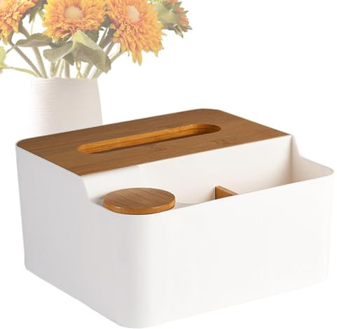 Cosmetic Tissue Dispenser - Tissue Box Holder | Waterproof Decorative Tissue Box, Multifunctional Tissue Paper Holder with Cotton Buds Storage, Rectangular Desk