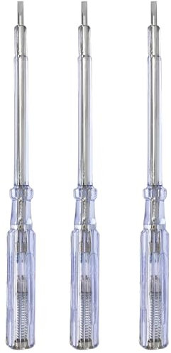 com-four® 3X testeur de Tension VDE - testeur de Phase à Fente avec Tournevis - testeur de Courant Multi-Outil - 19 cm (3 pièces - testeur de Tension 19cm)