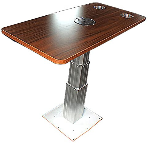 Table en bois massif avec pieds télescopiques réglables en alliage d'aluminium - Planche amovible pour camping-car, caravane, yacht, moteur - Pieds de meubles (1 pièce) - Style A - 3 sections