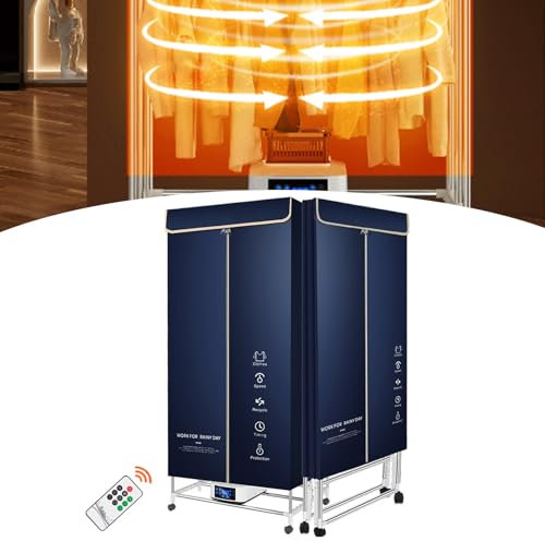 Ddasam Secador Ropa portatil, secador Zapatillas, Secadora de Ropa eléctrica para el hogar Máquina Secadora Rápida 2200W Tubo De Acero Inoxidable, Tendedero De Ropa Calentado con Ruedas