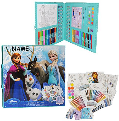 alles-meine.de GmbH XXL Stifte-Koffer - die Eiskönigin - Frozen - incl. Namen - Kinder Bastelset Malen Stifte basteln - Schablonen - völlig unverfroren Prinzessin ELSA Anna A..