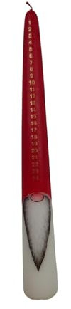 Diana Candles Adventskalender-Kerze Motiv Wichtel weiß/schwarzem Bart, Ø4,5x36 cm weiß/rot Tageskerze Weihnachtskerze '24 Tage Kerze'