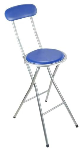 Folding Bar Stool with High Back Rest – Breakfast Folding Kitchen Stool Chair, Portable High Chair with Padded Faux Leather Seat - Lightweight Foldable Bar Stools for Adults, Home, Bars, Office Desk