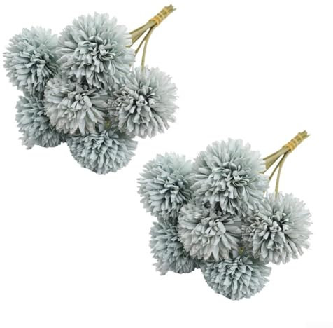 UTTASU Künstliche Chrysanthemen-Kugeln, realistischer Seidenstrauß für Heimdekoration, Hochzeit, Party, Tafelaufsatz, Arrangements, Grün, Weiß, Blau, Rot, Rosa, Lila, 12 Stück