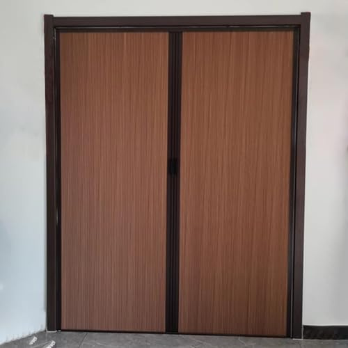 Porta soffietto da interno Marrone Doppia Porta a Soffietto per Armadi/Cabine/Porte/Aperture di Qualsiasi Dimensione, Senza Trapano Pannelli Divisori Scorrevoli(H-75in/190cm,Wide 54in/137cm)