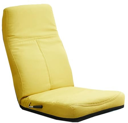 Bodenstuhl für Erwachsene mit verstellbarer Rückenlehne und Kopfstütze, zusammenklappbar, faule Sofasessel für Gaming, Schlafen und Chaiselongue, Gelb, Einheitsgröße